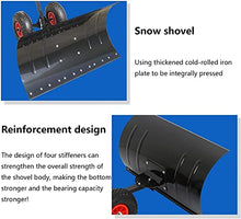 Snow Shovel with Wheels Heavy-Duty Wheeled Snow Shovel Adjustable Aluminum Alloy Handle Efficient Snow Removal Tool Suitable for Cleaning Lanes Roads Sidewalks Snow Pusher
