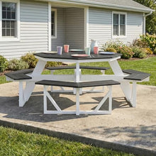 WestinTrends Outdoor 48" HDPE 8-Person Patio Octagon Picnic Table, Gray