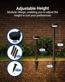 Sunco 24 Pack 2W LED Solar Pathway Walkway Backyard Garden Patio Residential Ambient Decorative Outdoor Light-MD4, 120 Lumens, Selectable CCT 2700K Soft White /4000K Cool White, Dimmable, 3.7V