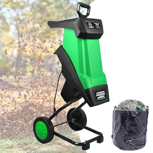 GwlThixion Wood Chipper, Garden Shredder with 1.3" Feed Hopper, 50L Collection Bag, Electric Wood Chipper & Shredder Compact & Efficient Mulcher, for Yard Waste, Branches, and Leaves