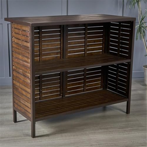Noble House Leni Indoor Bar Set with Rustic Metal Accents Dark Brown