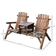 Seeheool Double Adirondack Chair Loveseat,Double Wooden Adirondack Chair with Ice Bucket,Outdoor Loveseat with High Backrest