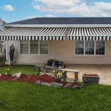 Awntech 14' Maui Manual (14' x 10') Retractable Patio Awning, Black/White Stripe