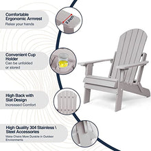 hOmeQomi Folding Adirondack Chairs Set of 4 All Weather Resistant with Cup Holder Grey