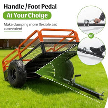 SRECELL Heavy Duty Dump Cart 1500 lb Capacity, 15 Cubic Feet Tow Behind Trailer for ATV, UTV, Lawn Tractor, Removable Sides, Dual Dump Control, All-Terrain Tires for Yard & Garden