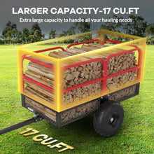Heavy Duty ATV Trailer Tow Behind Dump Cart, 1700 Lbs/17 Cu.Ft Capacity Heavy Duty Steel Dump Trailers Cart w/Support&Removable Sides,Utility Trailer for ATV, UTV, Lawn Mowers and Tractors