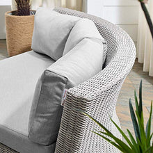 Conway Sunbrella® Outdoor Patio Wicker Rattan Round Corner Chair in Light Gray Gray