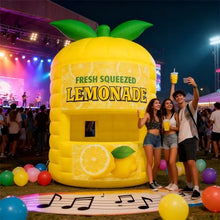 Inflatable Lemonade Stand with Blower - Yellow Oxford Cloth Inflatable Lemon Booth, 10ft L×10ft W×15ft H, Lemon Stand for Parties, Shopping Malls, Store Decor & Commercial Events