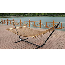 NEWCES Portable Hammock Portable Cotton Mesh Wooden Hammock Swing Chair for Yard Bedroom Porch Thick Canvas Anti-Roll Hammocks for Backpacking Beach (Size : Large)