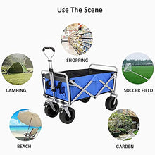 Foldable Garden Cart Outdoor l Heavy-Duty Beach Cart Portable with Adjustable Push-Pull Handle Wagon Stroller Suitable for Courtyard Beach Shopping(100 X 72 X 43 cm) (Black)