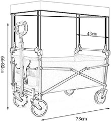 Push and Pu Folding Wagon with Canopy A-Field Coapsible Beach Wagon Outdoor Garden Cart Portable Hand Cart for Grocery ping Picnic Yard (Color : Black)