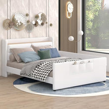 Brisca Full Size Upholstered Platform Bed with Storage and Guardrail Beige