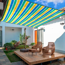 ZMNXAS 95% Sun Shade Mesh,Sunscreen Fabric,Patio Privacy Screen,UV Blocking Awning, Colorful Striped Sun Shade Mesh with Rope Loop for Outdoor Pergola,Patio,Garden Deck(33x164ft(10x50m))
