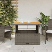 FMPGJLYH Adjustable Patio Table - Poly Rattan & Acacia Wood Garden Desk