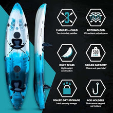 Driftsun Teton 120 Hard Shell Kayak for 2-3 People with Paddles Gray & White