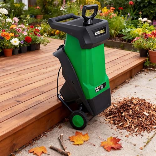 zhenmaster Electric Garden Shredder 2400W Wood Chipper for Branches and Leaves, 50L Collection Bag, 40mm Cutting Width, Quiet Leaf Mulcher, Portable Yard Waste Shredder for Garden Composting