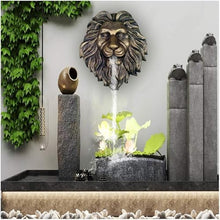 Wall Mounted Lion Head Nozzle Fountain, Indoor/Outdoor 3D Faux Taxidermy Water Feature Wall Art Fountains, for Patio Backyard Pond Decor.