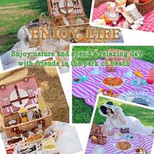 Wicker Picnic Basket Set for 4 Persons with Picnic Mat, Willow Hand-Woven Storage Basket, Includes Utensils & Cutlery, Perfect for Outdoor Adventures