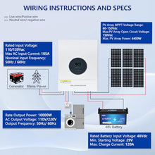 Y&H 10000W Solar Inverter 48V to 120V/240V Split-Phase Mains-Frequency Hybrid Inverter, 30000W Surge Power, Dual 120A MPPT Controllers, Solar & AC Dual Input,Off-Grid Home & Commercial Backup System