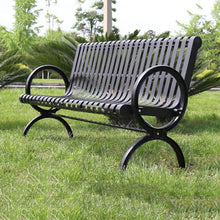Outdoor Porch Garden Bench, Weatherproof Cast Iron Frame Chair Yard Front Porch Path Yard Lawn Bench,Park Bench with Armrests and Backrest,for Entrance Decor Deck Furniture
