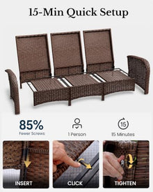 PONDET 10-Piece Patio Furniture Set Swivel Chairs with 6" Thick Cushions