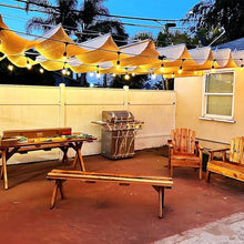 Asiwnshw Retractable Wave Shade Sails, Waterproof Pergola Awning Cover w/Light Strip, Replacement Canopy Sun Shade for Patio Porch Yard Garden Outdoor Deck Backyard(5'x16.4')