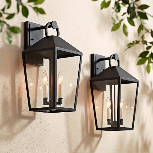 Possini Euro Belmont 21 1/2" Black 4-Light Outdoor Wall Light Set of 2