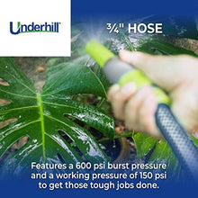Underhill UltraMax Commercial Garden Water Hose, Heavy-Duty, Flexible, Anti-Kink, Non-Conductive, 600 psi, H75-125C, ¾ Inch x 125 ft, Clear