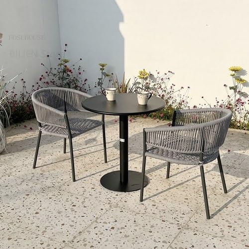 GLigeT Balcony Table and Chair Set Rattan Furniture Modern Outdoor Garden Furniture Sets Casual Table Chair Set Simple Cafe Table Chair Bistro Table Set (Color : 70cm Table-2 Chairs)