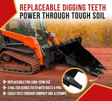 Mytee Products 46" Deep Stump Bucket Tree Scoop Digger with H&L 230 Series Teeth and Pins for Ripping Roots, Digging, Uprooting Stumps, Land Clearing, and Handling Large Debris.
