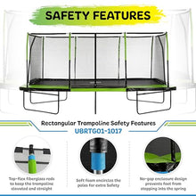 Upper Bounce Rectangle Trampoline Set with Premium Enclosure System Green/Black