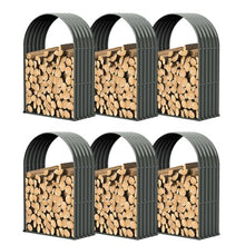 A ANLEOLIFE Outdoor Firewood Rack, Arch Gray 2-Pack with Corrugated Roofs