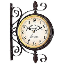 saditesdk Wall Clock, Wall Clock, Metal Frame & Waterproof Cover, Double-Sided Vintage Retro Hanging Bracket Clock for Indoor Outdoor，