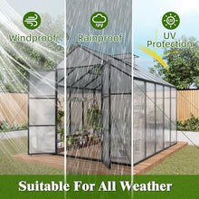 8x10 FT Greenhouse, Heavy Duty Polycarbonate Greenhouses for Outdoors with Thicken Sturdy Aluminum Frame, Large Walk-in Green House with Stakes, Ropes, Roof Vent, for Outside Garden Backyard, Black