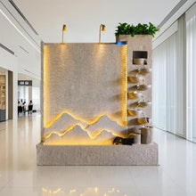 Modern Stone Look Wall Fountain with LED Lights, 6.89FT Tall Indoor Outdoor Water Feature for Home Garden Entryway (Left)(Right)