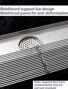 WQPMRMG Stainless Steel Linear Shower Drain - Odor-Proof, Durable Design for Outdoor Patios & Terraces, Efficient Central Drainage, Easy Installation, Perfect for Wet Areas