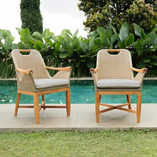 Cambridge Casual Sydney Teak Wood 5 Piece Outdoor Dining Set All-weather Wicker/Light Tan