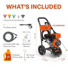 NOVUS Gas Pressure Washer 3400 PSI, 2.6 GPM 212CC Power Washer