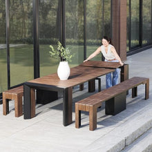 Transformer Extendable Outdoor Dining Table, Dark Walnut, Brown
