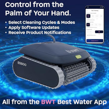 BWT ES800 Corded Pool Robot - Automatic Robotic Pool Cleaner with App Control, 4000 GPH Suction, Smart Gyroscopic Navigation, Wall & Waterline Scrubbing for Pools up to 49 Ft