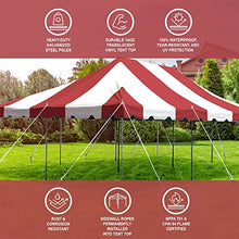 Party Tents Direct 20' x 30' Weekender Pole Canopy, Red & White Top
