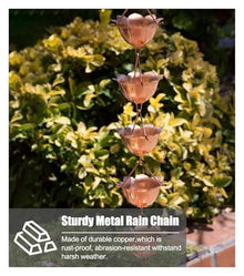 XHsghSEG rain Chain, Copper for Rain Gutter & Eaves Drainage Adjustable Japanese Downspout Chain Multiple Sizes 1m-4m(3.6 m (11.8ft))