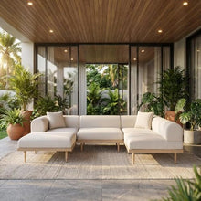 Outdoor Escape Brown Fabric 3-Piece Outdoor Modular Sofa Set with Cushions, Contemporary Style, Comfortable Arm and Back Height, Durable Outdoor Upholstery