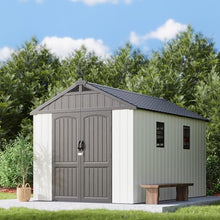 Patiowell 8x12 FT Resin Outdoor Storage Shed with Floor, Beige