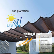 Waterproof Retractable Sun Shade Canopy, Breathable Wave Awning，Pergola Wave Awning Cover Silver Coated Polyester Fabric, Wave Sun Shade for Patio Garden Deck Trellis(W3*L18m/W9.84*L59.05ft)