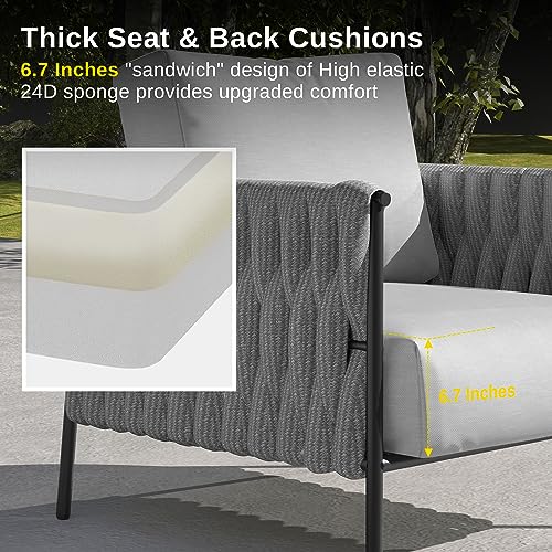 EAST OAK Life Chatter 4-Piece Patio Furniture Set Earth Black & Misty Grey