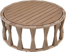 Meridian Furniture 55005-CT San Pietro Collection Art Deco Outdoor Patio Coffee Table with Natural Teak Finish Aluminum, Polypropylene Fabric Rope, 40.5" W x 40.5" D x 16.5" H, Natural