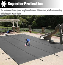 WAHHWF 10 9.5 8.5 7.5 6.5 5.5 4.5 3.5 2.6 m Winter Pool Cover Round Black, Large Heavy Duty Mesh PP Swimming Pool Safety Covers for Inground Pools, Custom Size, Hardware Installation(32.5ft/9.9m)