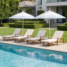 Christopher Knight Home Barde Set of 4 Patio Chaise Lounge Chair Outdoor with Cushion, Acacia Wood Poolside Sun Lounger with Armrests, 4-Position Adjustable Backrest Pool Lounger, Beige + Teak