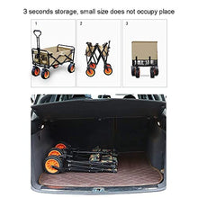 PUCNHZYNW Handcart, Folding Garden Trolley Cart Heavy Duty Wagon Multi-Function Portable Shopping Cart for Outdoor Camping Beach Photography Pull Truck with 4 Wheels, Load：60Kg/Tin Blue